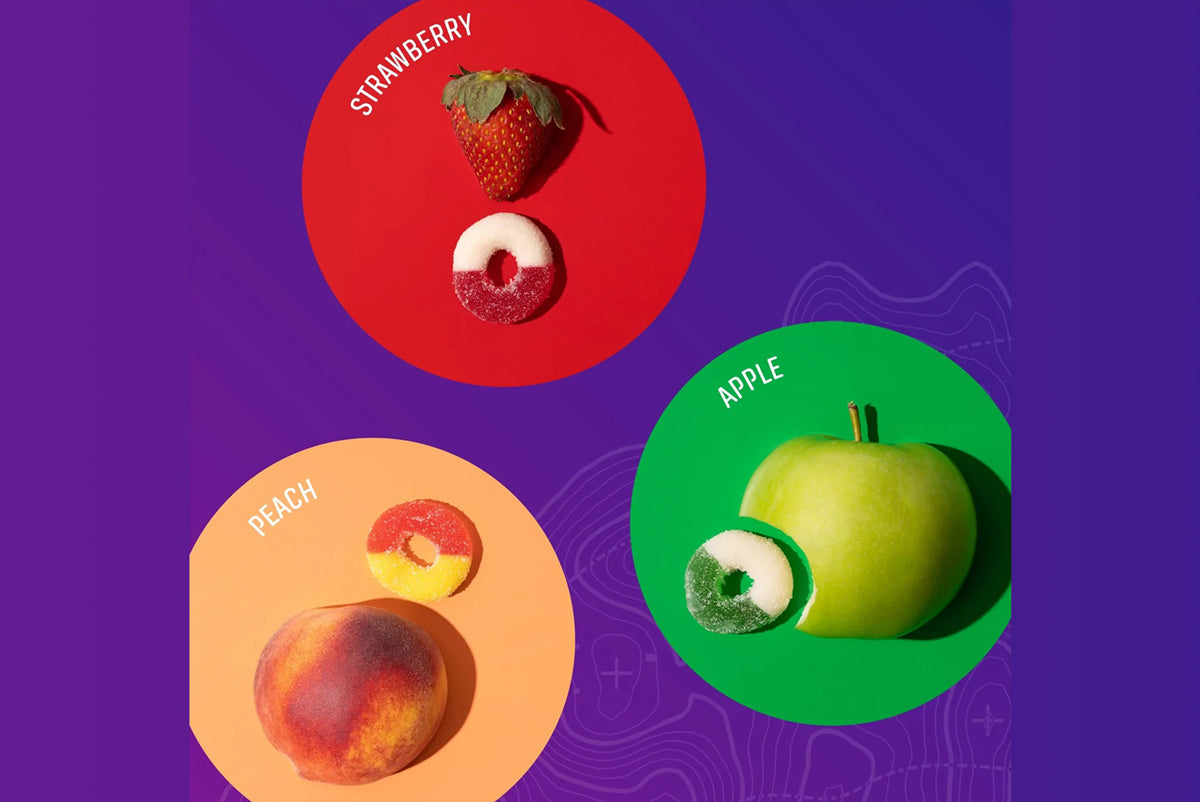 Strawberry, Peach and Apple flavored Delta-9 THC gummies