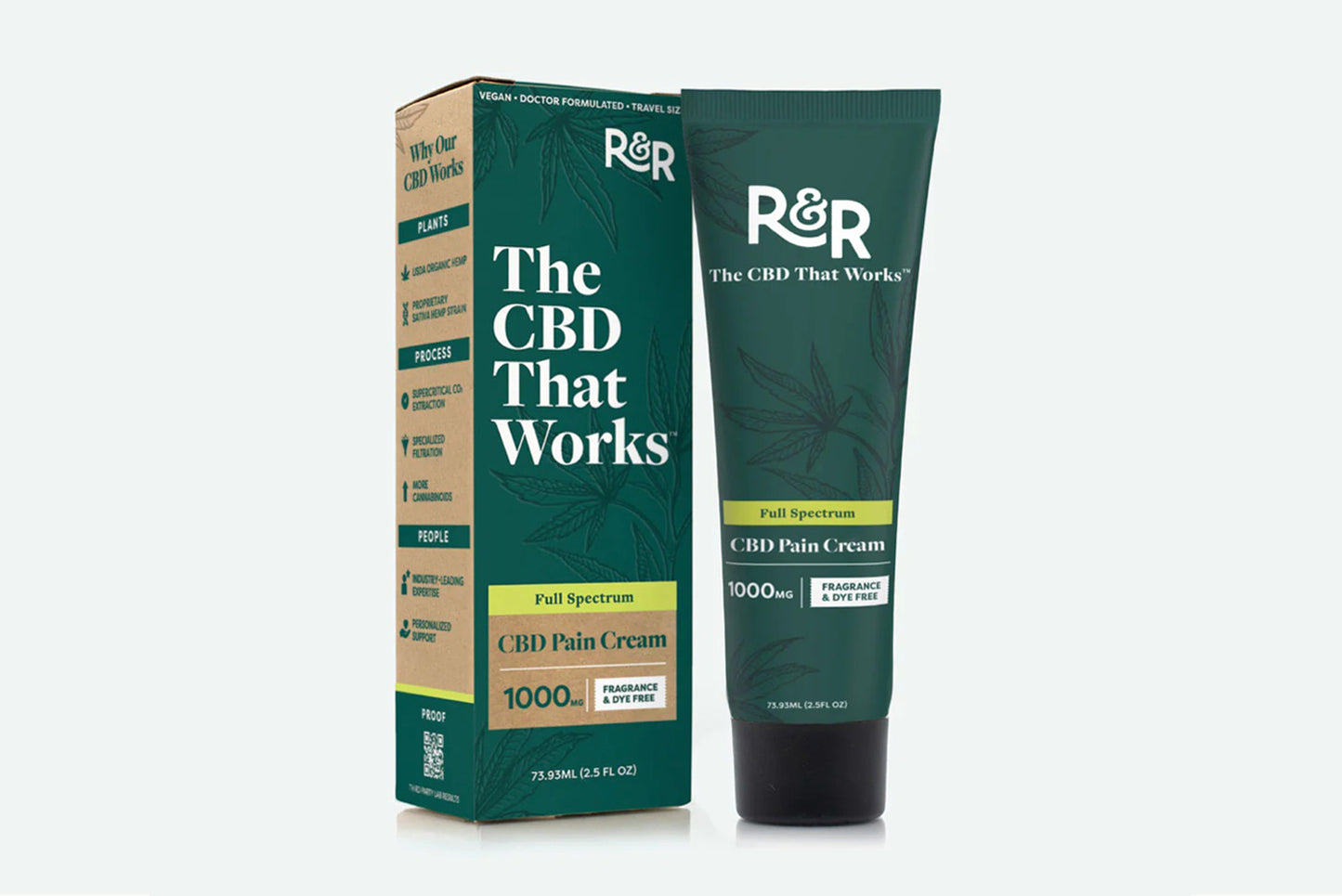 R&R Medicinals CBD Pain Cream packaging on a white background